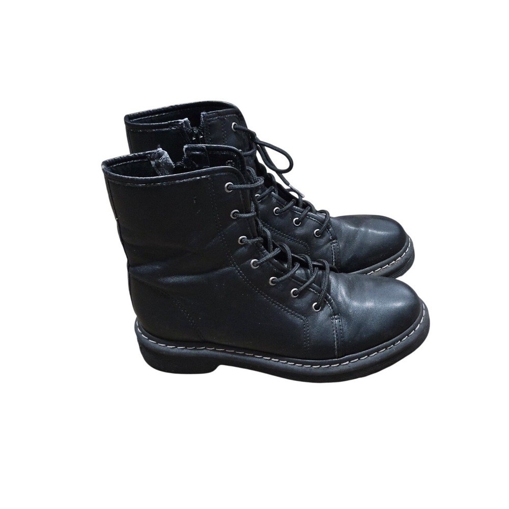 Cravo Canela Black Leather LaceUp Dr Combat Boots Womens EUR 37 US 6.5 - 7